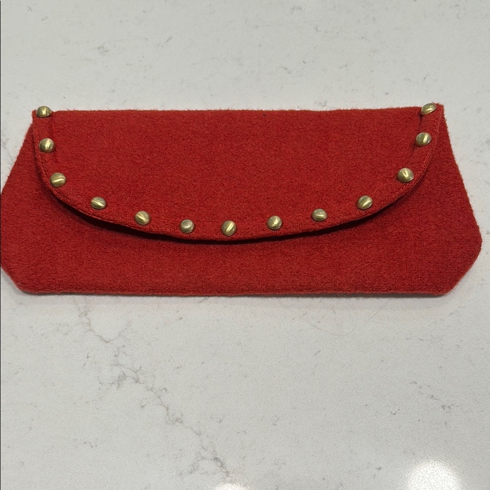 Elegant Red Clutch with Gold Accents